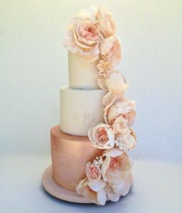 pastel de novia para boda rosa gold