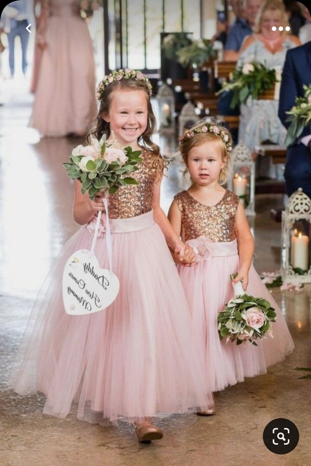 Vestidos para damas y pajes de boda rosa gold
