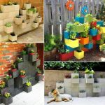 Planters with cement blocks