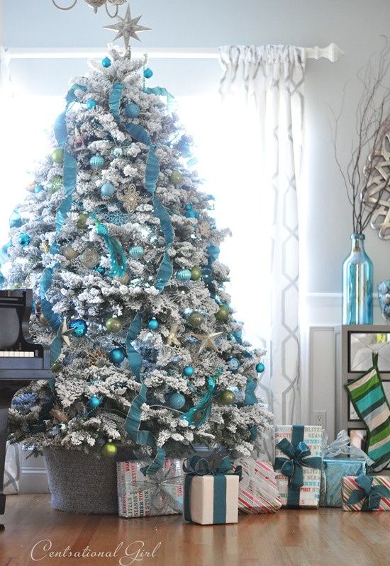Como decorar un arbol de Navidad Azul Plata y Blanco 2023 2024