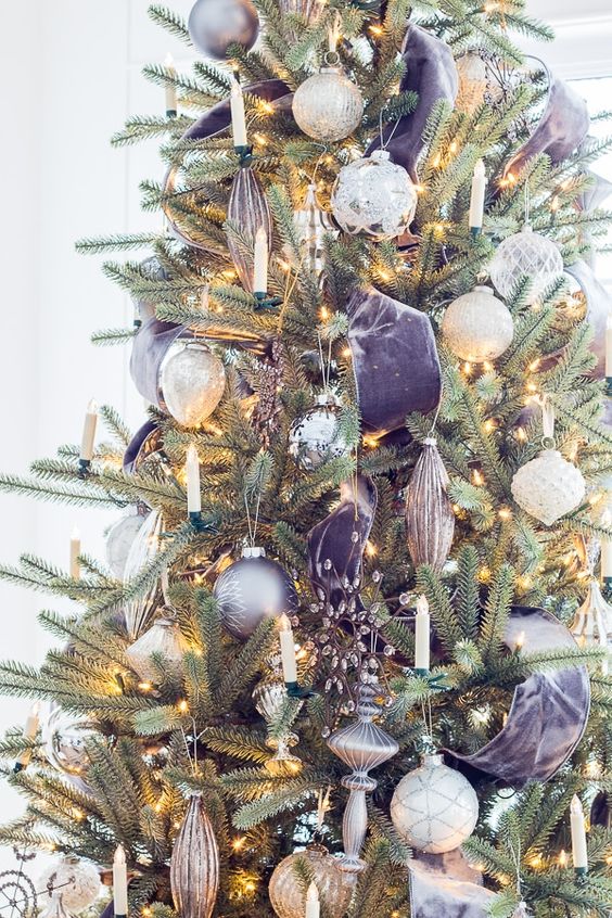 decoracion de navidad morado y plata