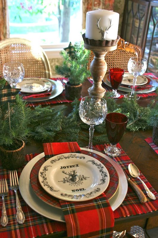 Decoración de navidad estilo rustico para mesa