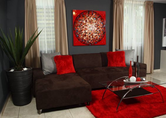 decoracion-interiores-rojo-cafe (18) | Como Organizar la Casa Chocolate Brown Room Designs