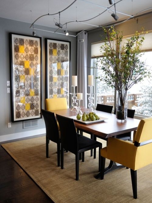 Decorate the dining area with Mustard Color 
