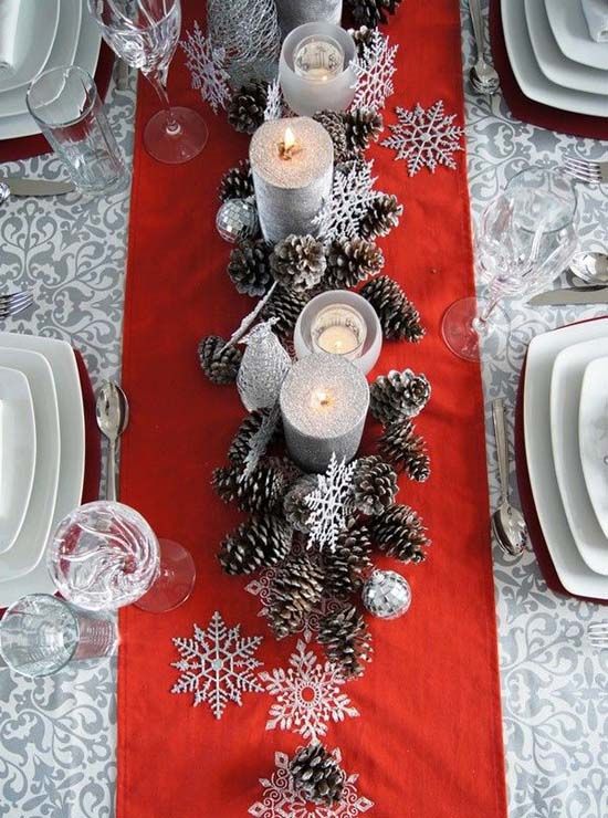 Mantelería para mesas de navidad decoradas