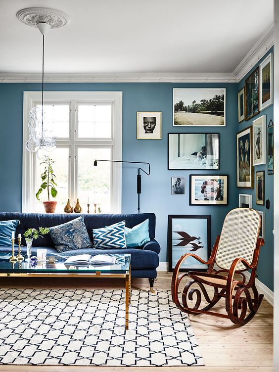 Decoración de salas pequeñas color azul