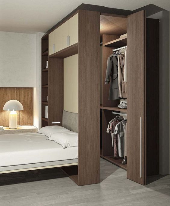 diseños de closets sencillos madera clara