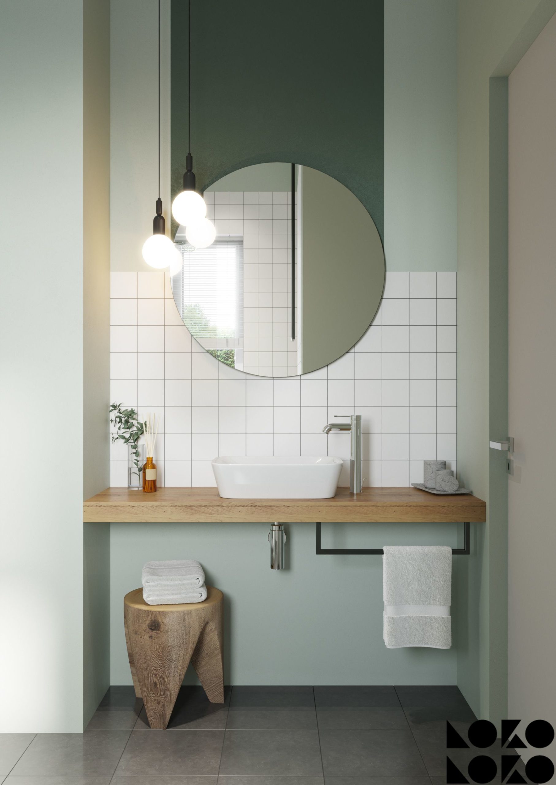 Decoración con espejos redondos en baños