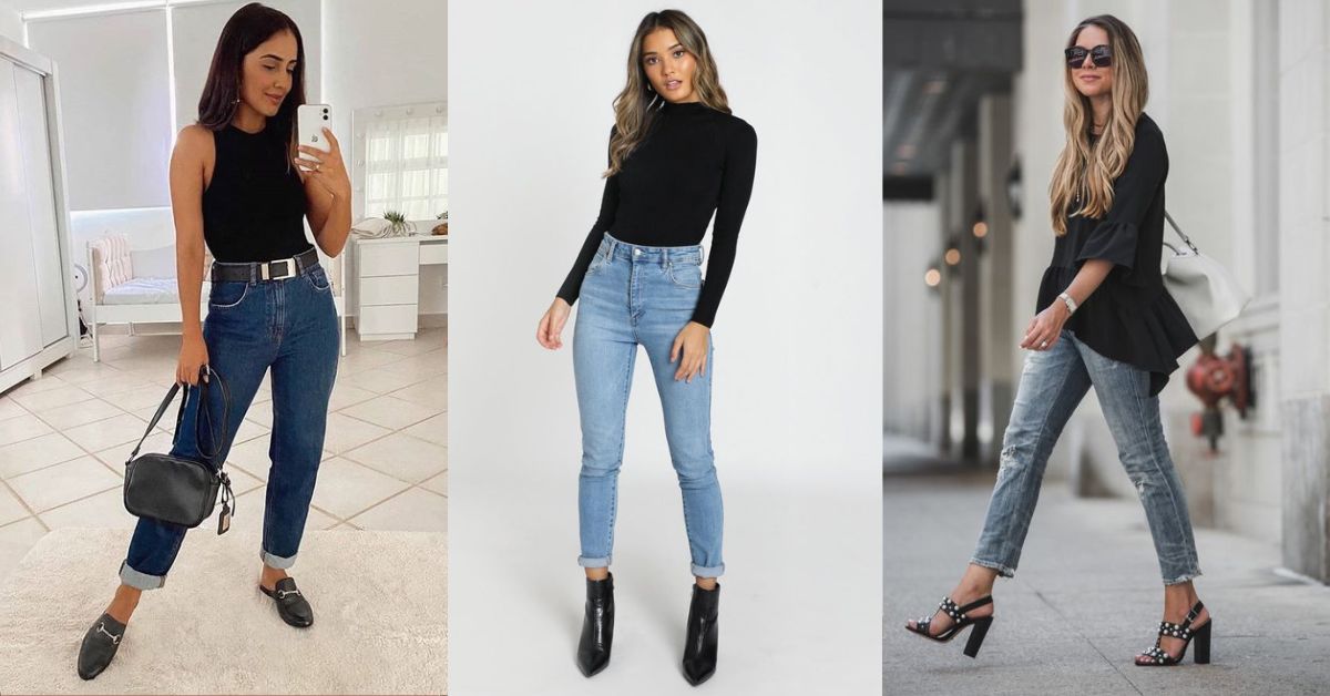 Ideas para combinar blusas negras con jeans