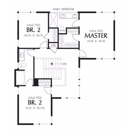 Two story house plan with uneven finishes