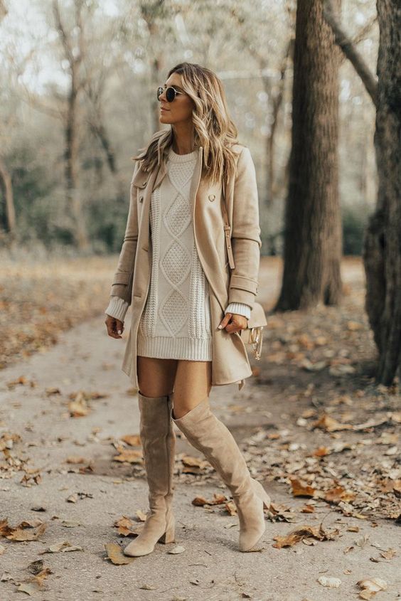 Outfits para combinar vestidos con botas y verte increíble en otoño - Como  Organizar la Casa
