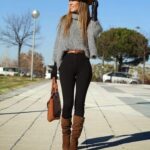 Outfits con botas color café para invierno