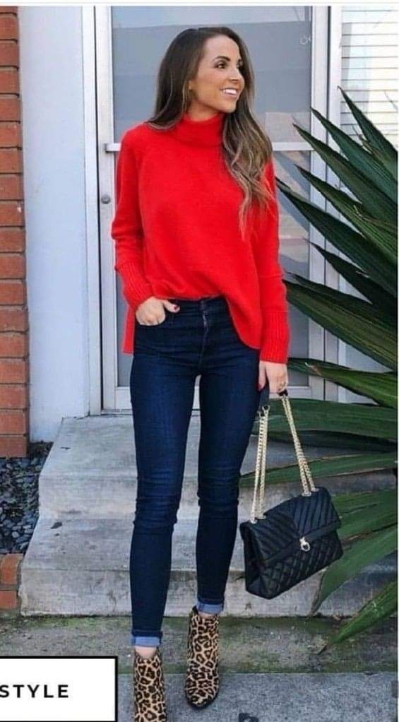Sweaters rojos cuello alto tejidos