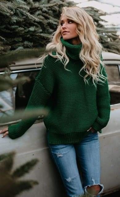 Sweaters tejidos color verde