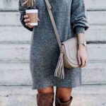 Vestidos tipo suéter color gris