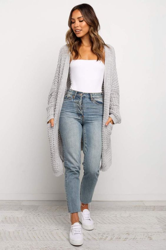 Looks con cardigans puffy