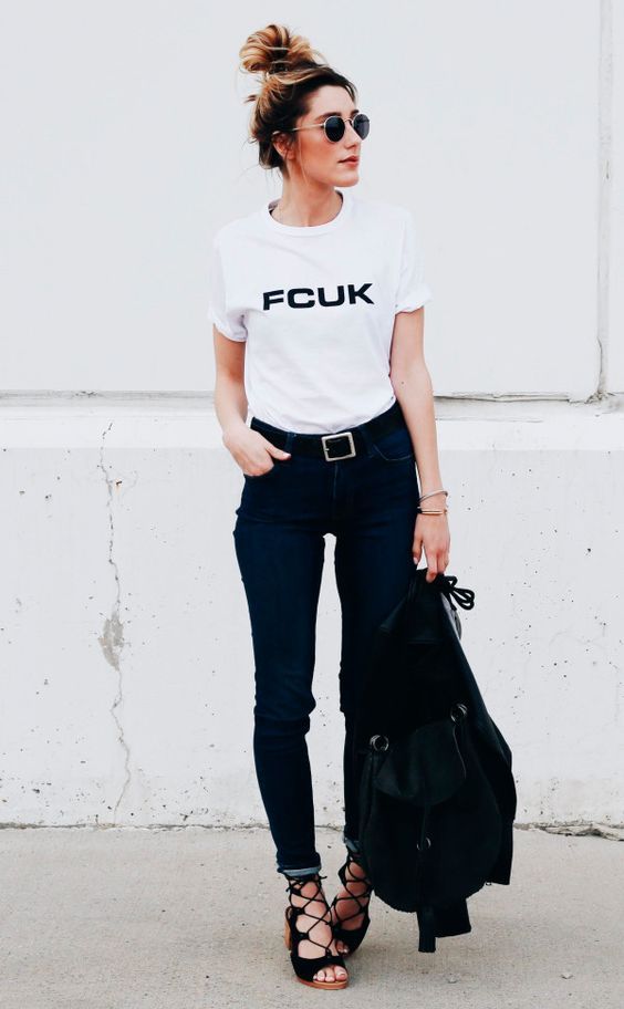 Basic t-shirts with black jeans