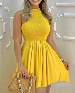 Vestidos casuales cortos color amarillo