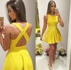 Vestidos casuales cortos color amarillo