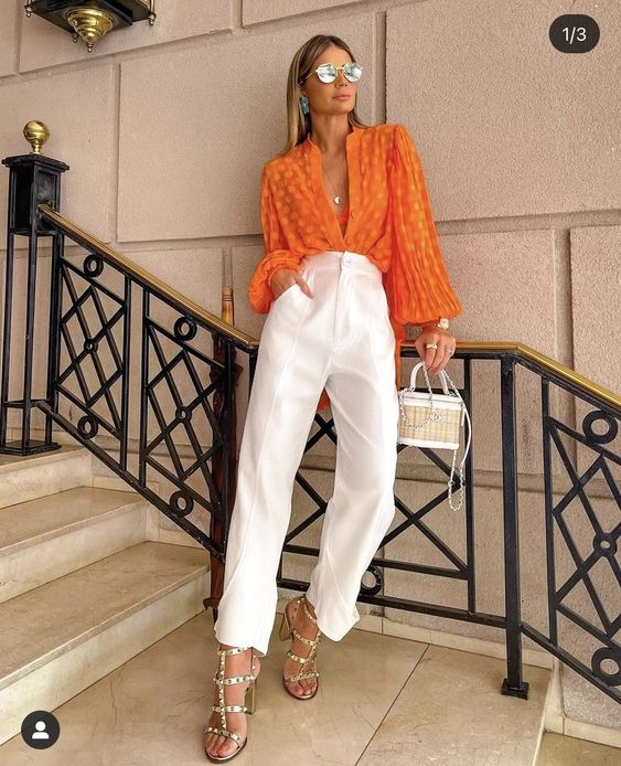 Blusas de moda color naranja
