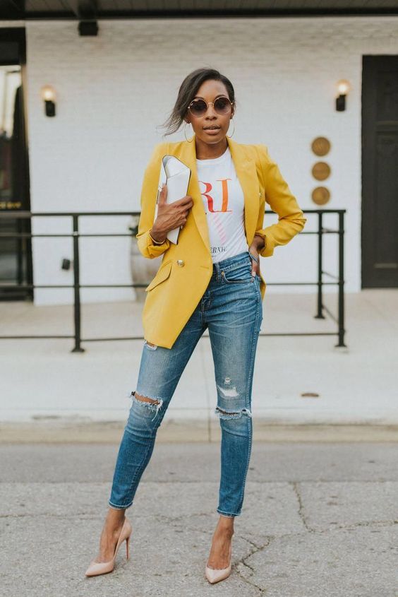 Looks con blazers amarillos para mujeres con estilo - Como Organizar la Casa